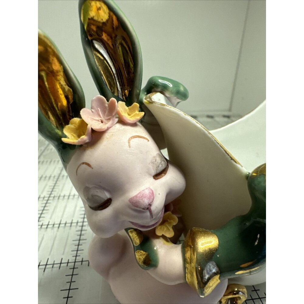 Vintage LEFTON Pink Bunny Rabbit Creamer/Planter Easter Anthropomorphic - Picture 2 of 16
